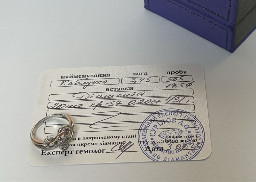 Золотое кольцо с бриллиантами 17,5р