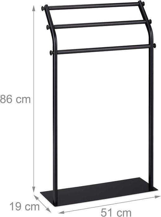 Suporte de toalhas de metal, 3 braços, 86x51x19 cm