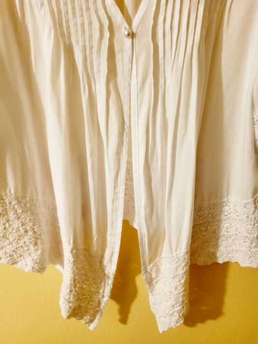 Lykkelig biała bluzka narzutka boho, folk rozmiar L uniwersalny.