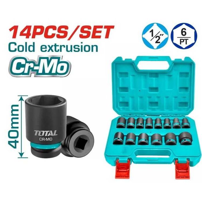 Набір ударних головок 14 шт 1/2 Cr-Mo DR THISTD12141 TOTAL