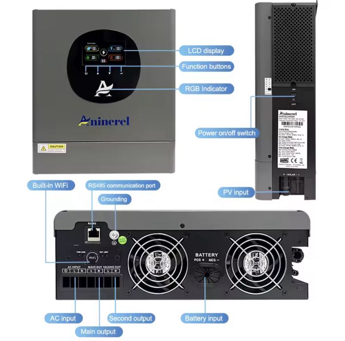 Наявність! Гібридний інвертор Aninerel ANL-4200T-24L-W-PRO, 24v, 4200w