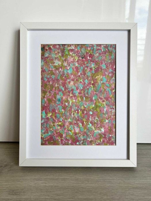 Quadro - Pintura abstrata em aguarela com moldura