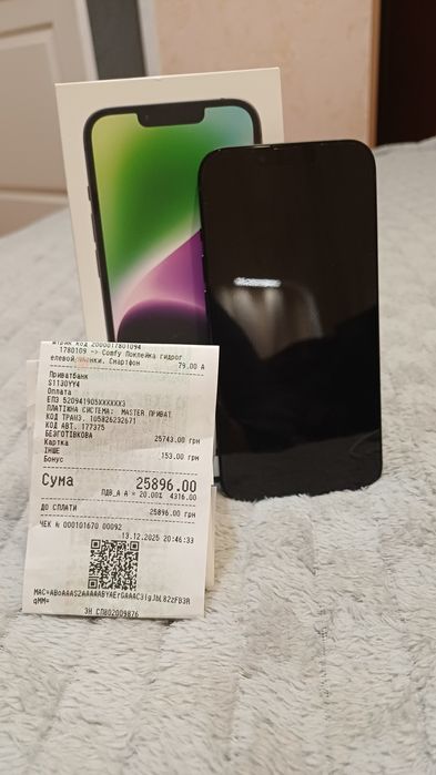 iPhone 14. 128 GB. Новый. Куплен 13.12.25 в Comfy.