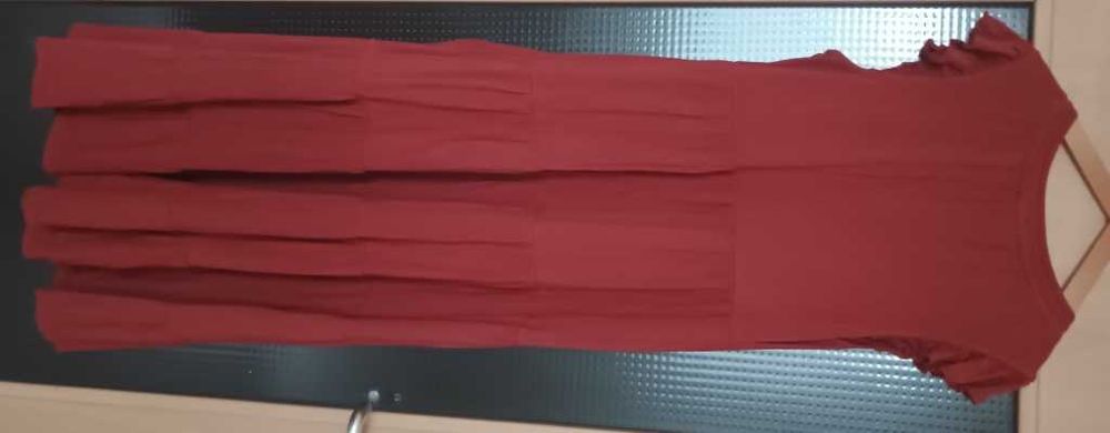 maxi długa boho sukienka ceglasta S/M/L