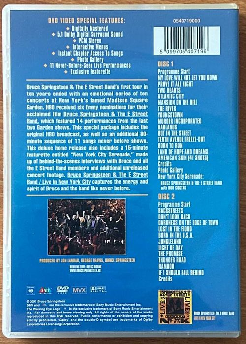Bruce Springsteen & The E Street Band - Live - 2001 - DVD x 2