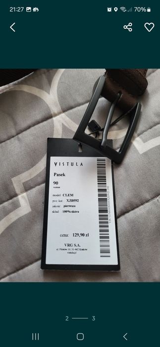 Skórzany pasek Vistula