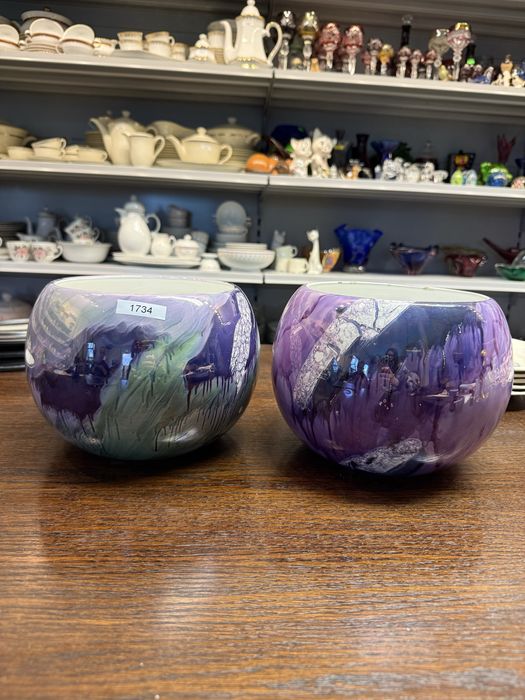 Dwie donice doniczka na kwiaty osłonka kolorowa okrągła kula 1734