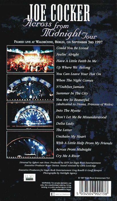 Joe Cocker Live Across from Midnight tour  - VHS 1992
