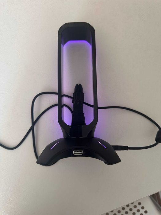 Підставка 3в1 для гарнітури 2E Gaming Headset Stand RGB USB Black
