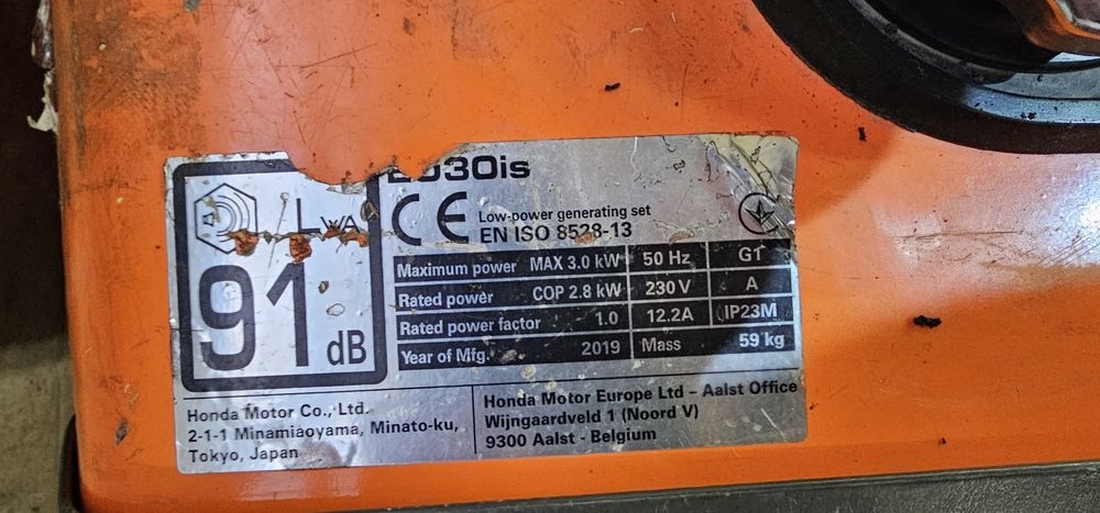 Agregat prądotwórczy Honda EU30IS inwenterowy 3kW