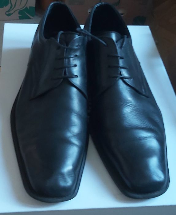 Buty pantofle męskie czarne skóra skórzane 43