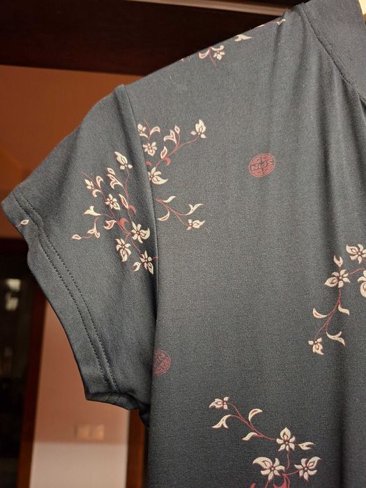 Vestido comprido estilo japonês de manga curta