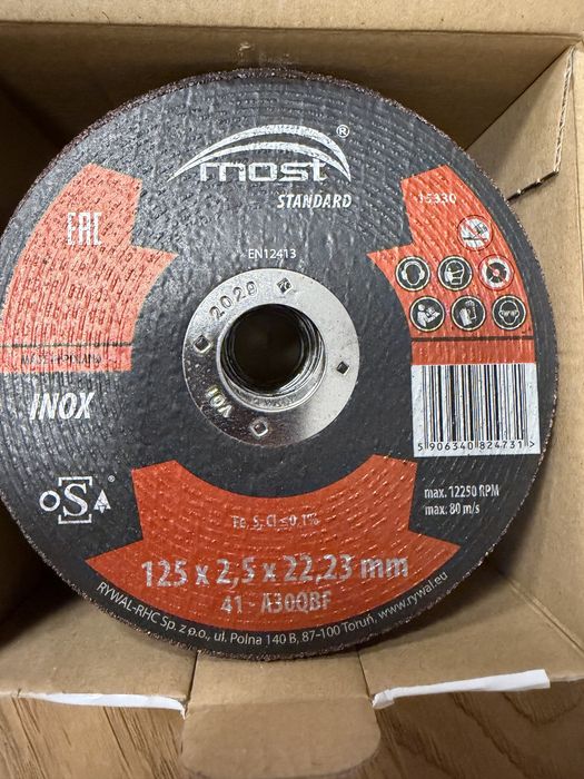 Tarcze Most do stali nierdzewnej 125 x 2,5 - 100 sztuk