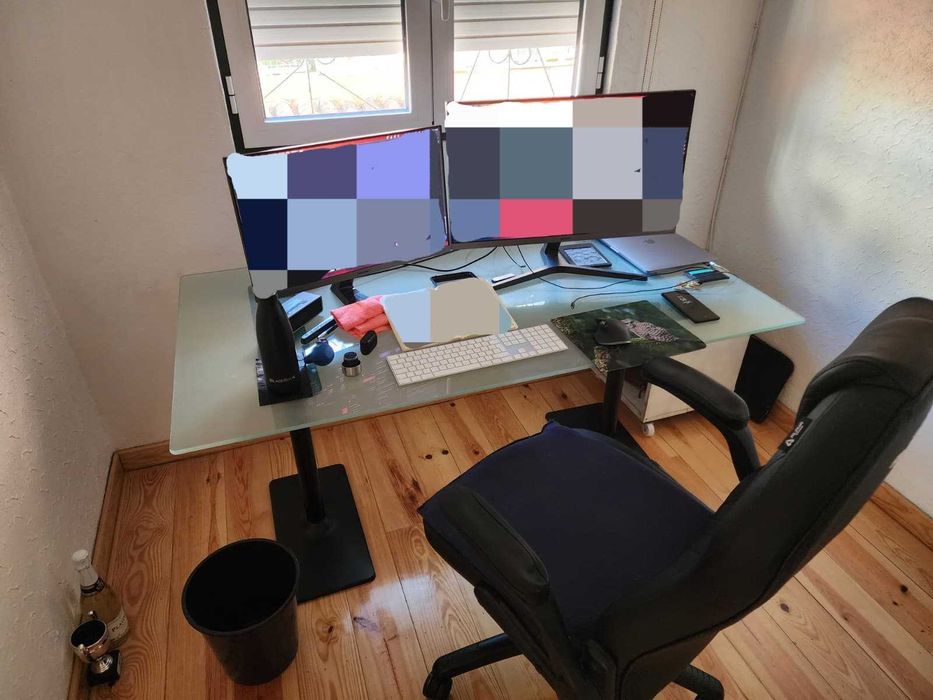 Mesa de escritório/mesa de jantar em vidro, altura ajustável 180x80cm