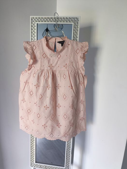 Ażurowa 100% bawełniana bluzka na krótki rękaw haft