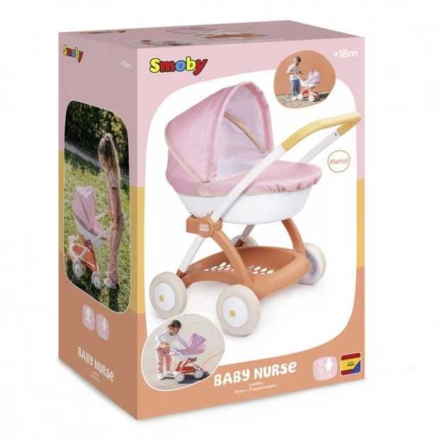 Дитяча коляска для ляльки Baby Nurse Smoby колясочка іграшкова іграшковий візочок дитячий Детская коляска для куклы игрушечная люлька з корзиною