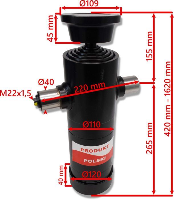 ZESTAW HYDRAULICZNY 3,9m Na Tył 12V Siłownik 1200 6T [7962]