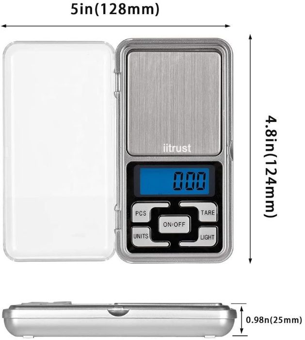 Balança digital aço inoxidável 0.01 - 500g ecrã LCD Joias Café Cozinha