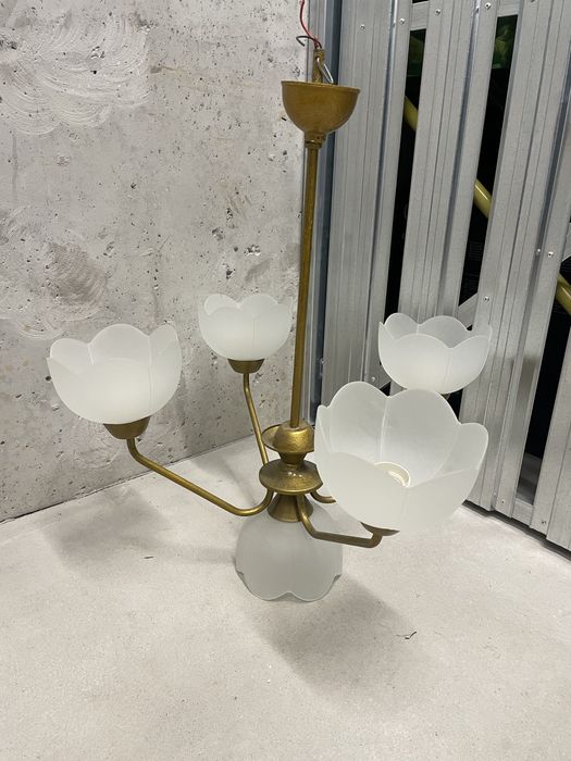 Lampa żyrandol szklany kwiaty tulipany