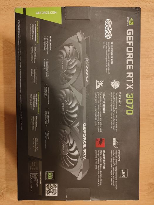 Placa gráfica NVIDIA MSI RTX 3070 VENTUS 3X OC LHR