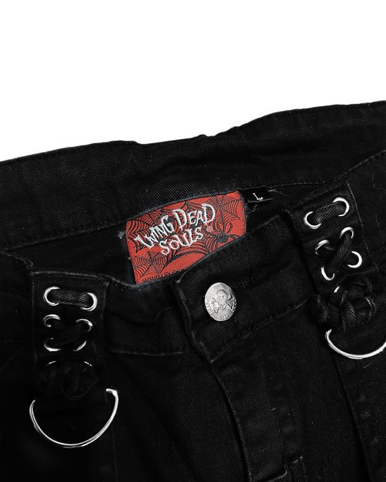 Czarne szerokie spodnie dzwony living dead souls