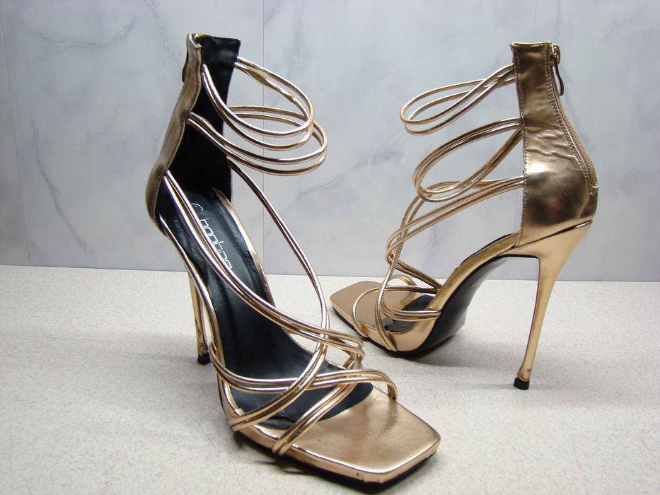 Boohoo szpilki sandałki złote r40 seksowne buty na wysokim obcasie