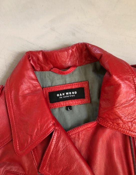 Jaqueta vermelha de couro legítimo