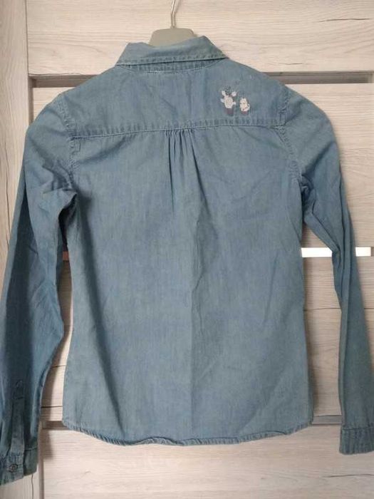 Koszula jeans z wyszywanymi elementami, dziewczęca, 164