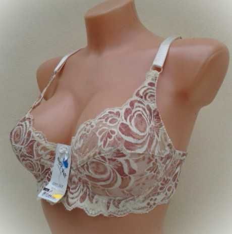 biustonosz koronkowy 70/75B beż- cynamonowy brąz miękki  na fiszbinach