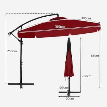 Parasol ogrodowy 305 cm z pokrowcem  składany. Po zwrocie