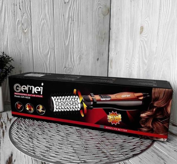 Фен щітка, мультистайлер c насадками Gemei GM 4828 повітряний стайлер