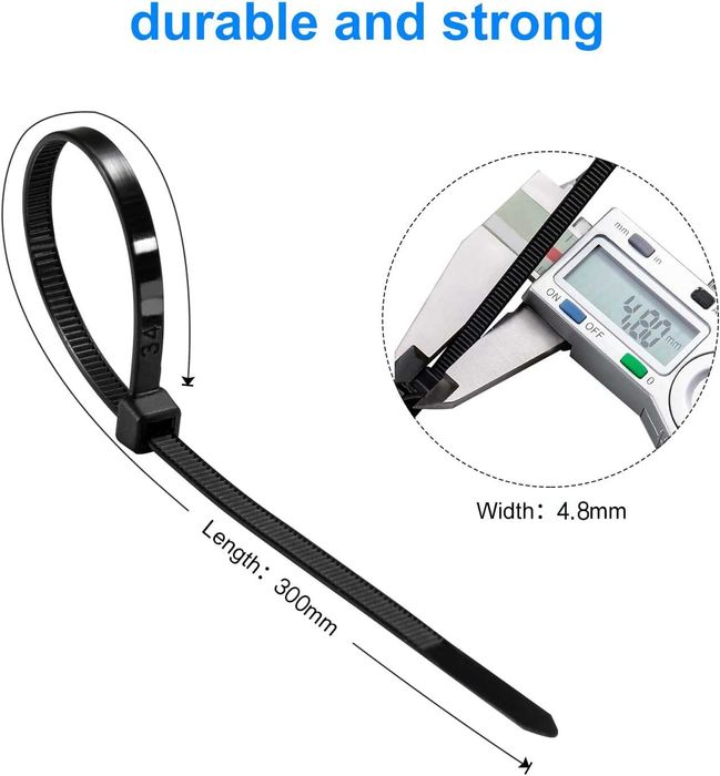 Opaski zaciskowe kablowe trytytki 300 x 4,8mm 100szt czarne