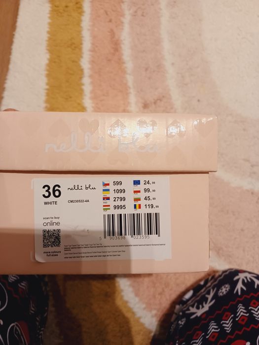 Buty białe pantofle komunijne 36
