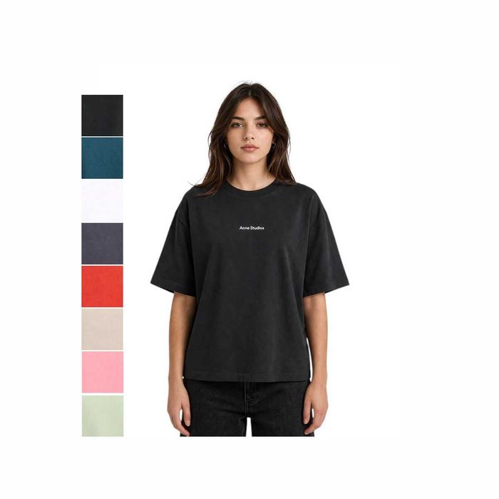 Футболка Acne Studios Logo cotton jersey T-shirt Black \ Deep Petrol \ White \ Slate Grey \ Orange \ Oyster Grey \ Pink \ Green