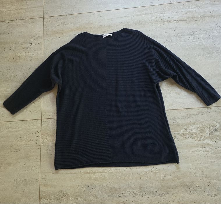 Bluzka 48 50 4XL 5XL sweterków damska granatowa nietoperz