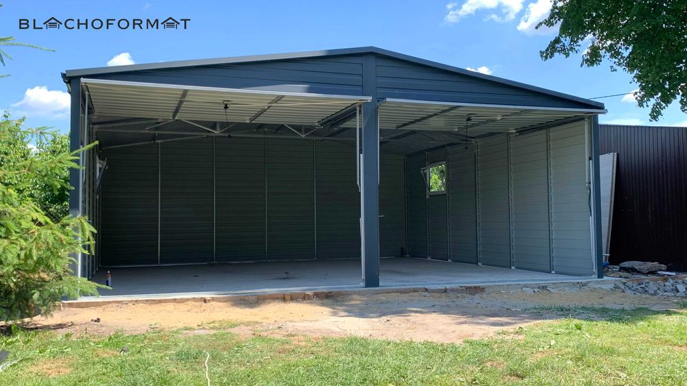 Garaż blaszany 6x5 z profila ocynkowanego grafit