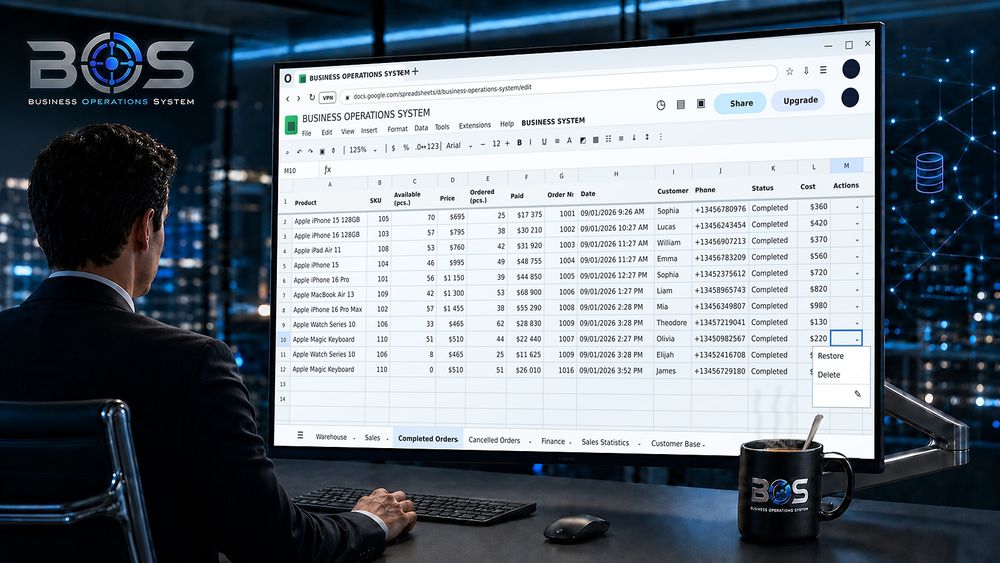 BOS — CRM, облік товарів і продажів у Google Таблицях