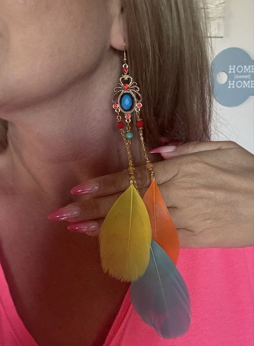 Kolcxyki piórka kolorowe boho
