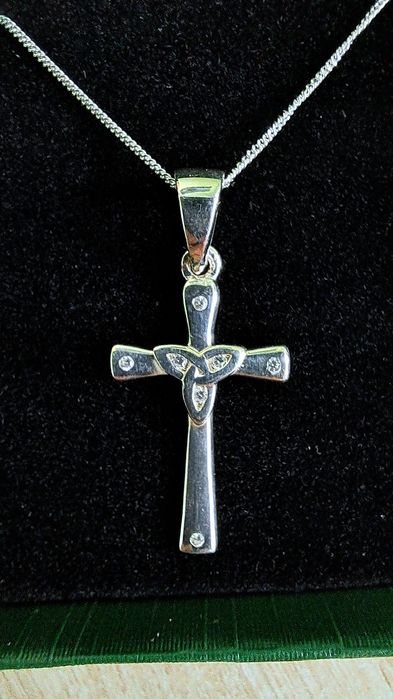 Irlandzka Biżuteria Krzyżyk + Łańcuszek Srebro 925