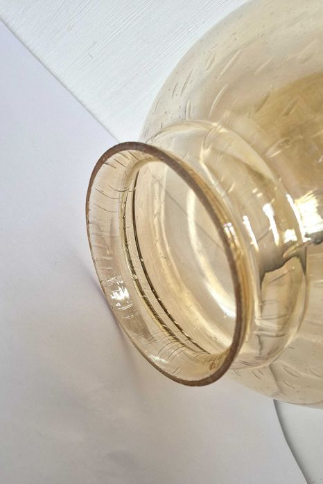duży klosz kula miodowy vintage szkło bąbelki powietrza