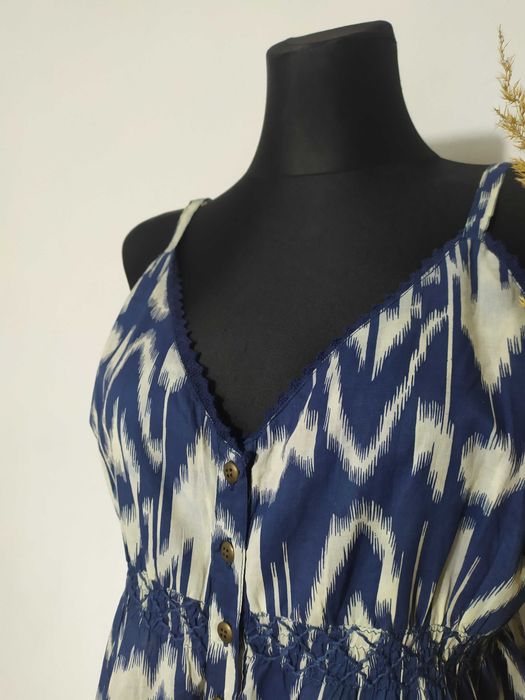 Bershka Bawełniana Niebieska bluzka na ramiączkach Hippie Boho 44 XXL