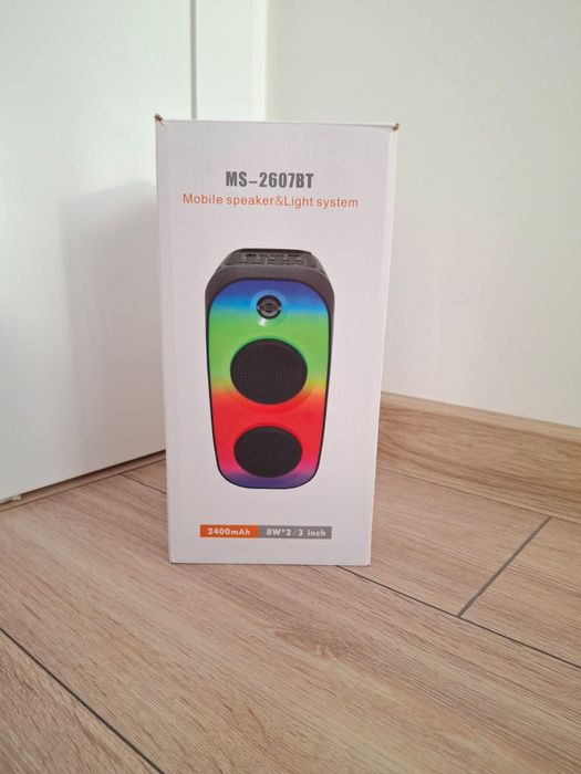 Głośnik przenośny LED BLUETOOTH USB SD 1800mAh