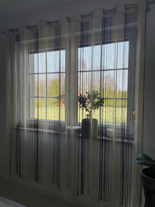 Firany makarony 2 sztuki beżowo- czarne