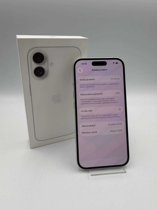 Smartfon Apple iPhone 16 128 GB biały