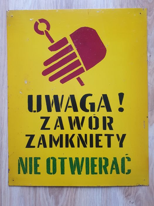 Stara tablica informacyjna PRL, metalowa tablica loft