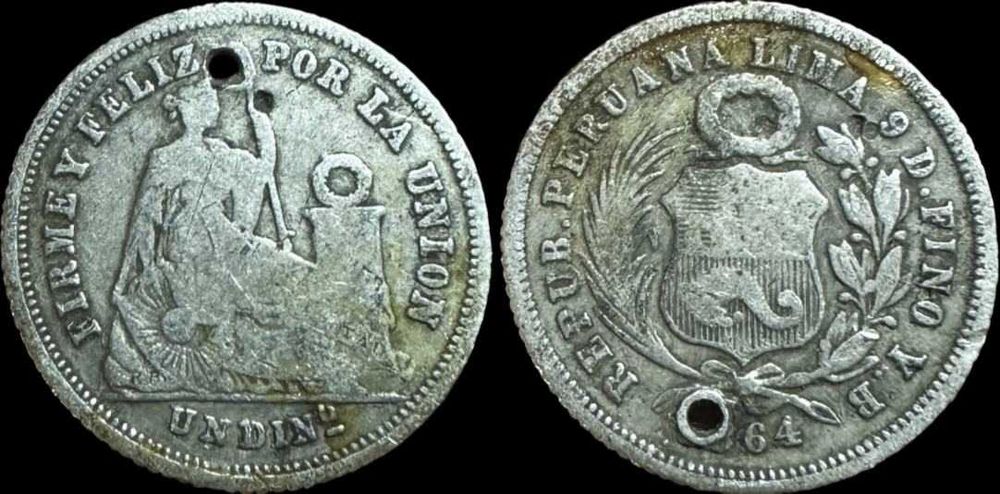 1 Dinero - 1864 - Perú (Prata)
