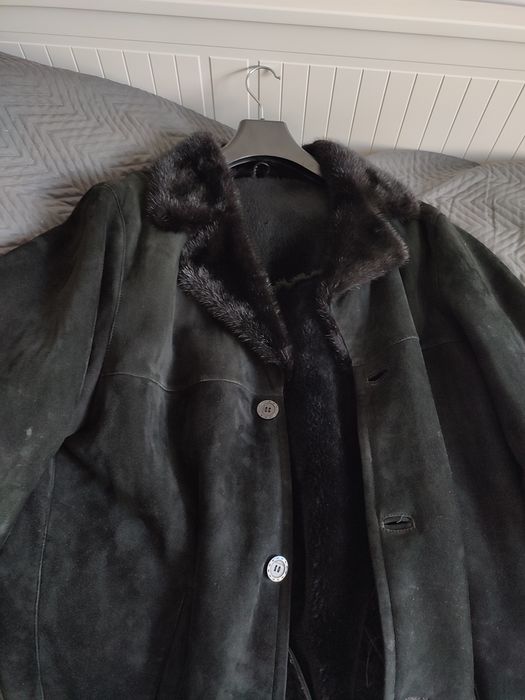 Kożuch / płaszcz męski prawdziwa skóra, futro norki
