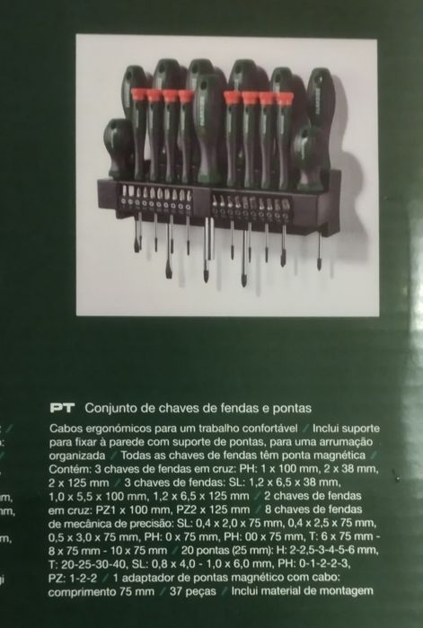 Conjunto de 37 chaves e pontas Parkside ( Novo )