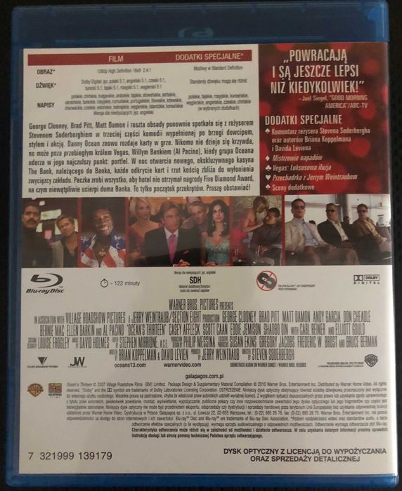 Ocean’s Thirteen 2013 Blu-ray PL Polskie Wydanie