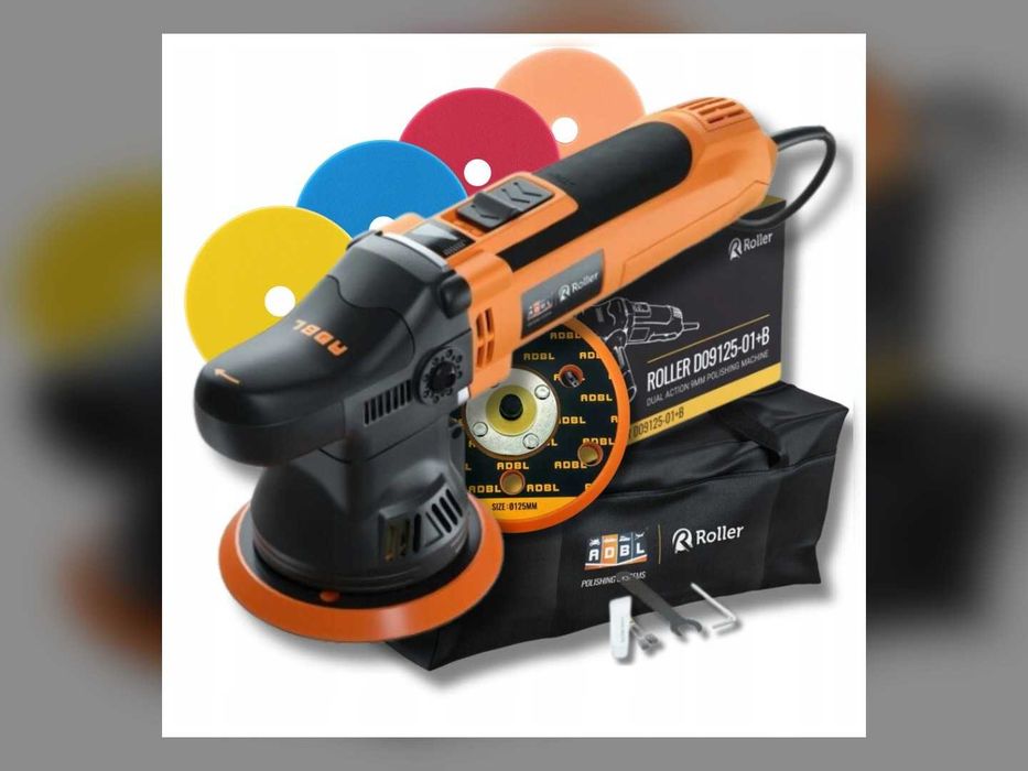 nowe roller d09125-01 maszyna polerska polerka da + 4 pady 125 mm uchwyt górny zamknięty 6400 rpm dual action zasilanie sieciowe wysyłka